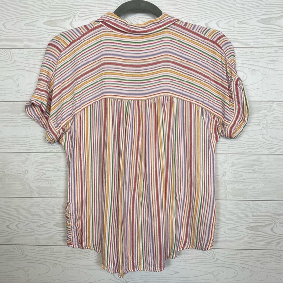 Lou & Grey for LOFT Multi Color Stripe Knot Front Top Blouse Size Small - Picture 5 of 5